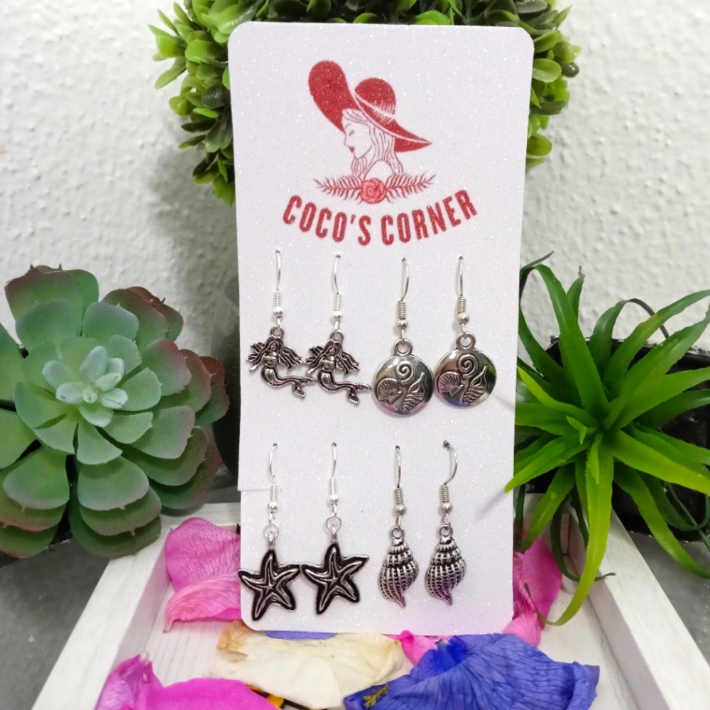 Set of four Summer beach earrings